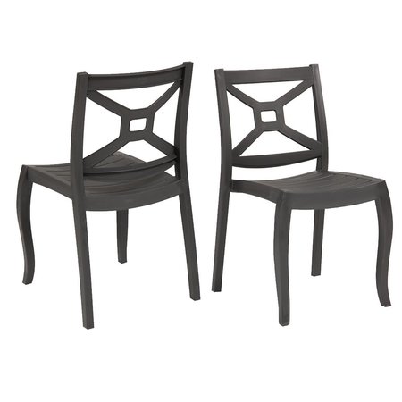 RAINBOW OUTDOOR Zeus Set of 2 Stackable Side Chair-Anthracite RBO-ZEUSBOX-ANT-SC-SET2